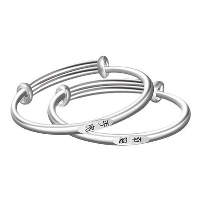 老银匠999足银古法心愿宝宝手镯