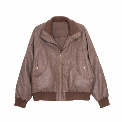 Hualun立领夹克皮衣羽绒服男