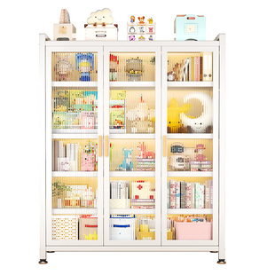 家用防尘书柜带门学生钢制书架客厅阳台落地靠墙展示柜储物收纳柜