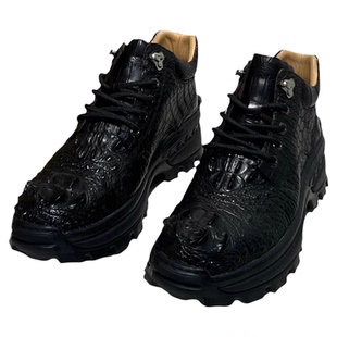 正品鳄鱼皮工装鞋男高帮时尚英伦休闲皮鞋舒适商务百搭正装男皮鞋