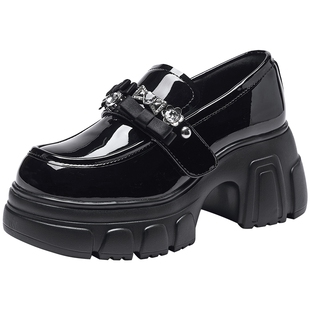 热风厚底乐福鞋女鞋2025年秋季新款女士简约时尚单鞋配裙子小皮鞋