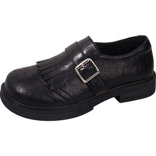 粗跟百搭乐福鞋女2026年春季新款增高小个子小皮鞋通勤英伦风单鞋