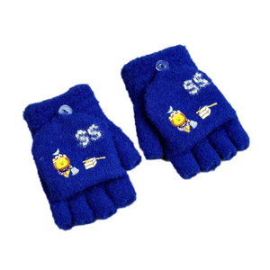 手套儿童冬季新款男童女童保暖加厚半指可翻盖卡通西游记可爱手套