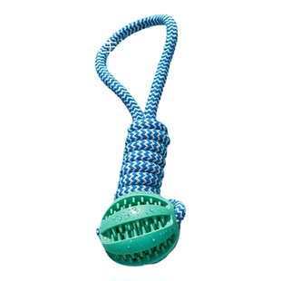 狗漏食玩具球耐啃咬手拉绳编织球金毛专用磨牙互动益智解闷神器