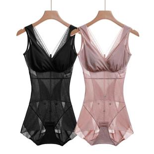 猫人连体塑身衣春夏薄款免穿文胸美体紧身网纱产后收腹束腰瘦身衣