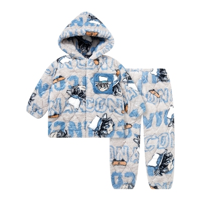 珊瑚绒睡衣男士加厚加绒冬季卡通