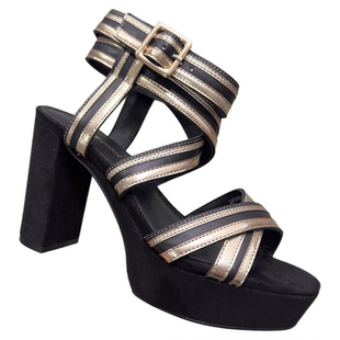 Luxury Rebel女鞋露趾粗跟增高条纹系带优雅时装凉鞋LH260K21022