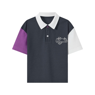 多多家男童polo衫儿童2026夏装新款夏季男孩撞色印花洋气短袖T恤