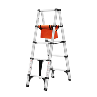 可行走人字梯伸缩梯子家用铝合金工程折叠梯子木工便携升降梯走梯