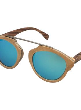 墨镜欧美金属鼻梁圆形蓝色太阳镜