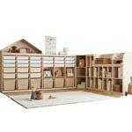 北欧ins风实木环保儿童玩具收纳柜绘本架玩具架拐角储物柜书柜