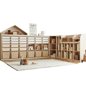 北欧ins风实木环保儿童玩具收纳柜绘本架玩具架拐角储物柜书柜