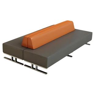 简约图书馆美发店等候休息区卡座沙发酒店银行接待软包长条凳定制