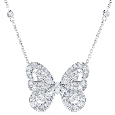 De Beers 戴比尔斯 Portraits of Nature 蝴蝶白金钻石项链 18K金