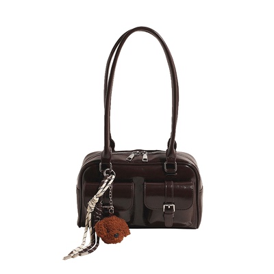 贝果复古风多口袋腋下包