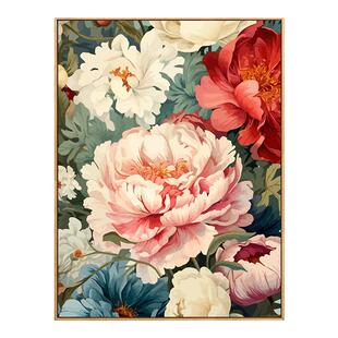 牡丹diy数字油画植物花卉手工填充填色手绘画画油彩涂色解闷解压