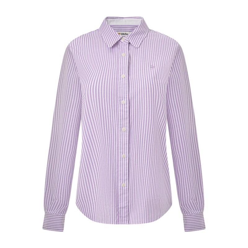 【秋季新品】GOLDEN BEAR/金熊26女士休闲条纹衬衣牛津纺长袖衬衫