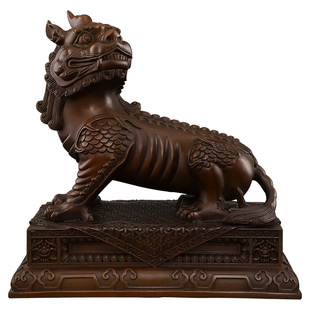 黄铜九华山谛听摆件地藏王菩萨坐骑神犬独角兽客厅玄关大号神兽