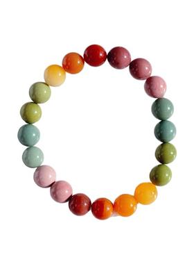 天然玛瑙 阿拉善戈壁玉石渐变彩虹色手串手链 首饰饰品新年礼物