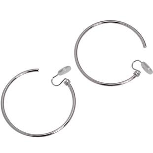 时尚光面细款大圈耳环无耳洞蚊香盘耳夹可摇晃冷淡风女显脸瘦耳饰