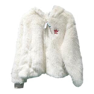 阿迪达斯马思纯同款春季人造毛皮休闲连帽夹克外套 IX4225 IX4226