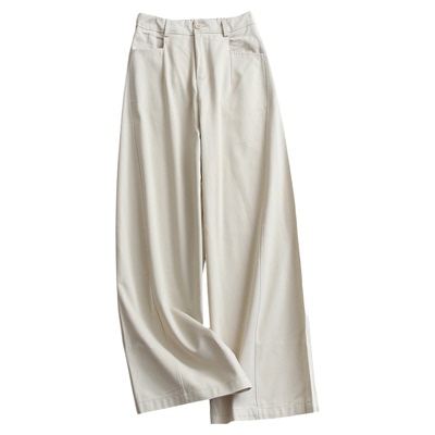 简约纯色半松紧腰宽松显瘦休闲裤