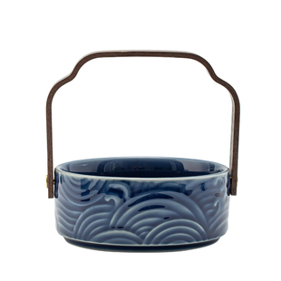 清山胡同家用陶瓷手提果篮中式复古茶点盘精致点心盘零食盘干果盘