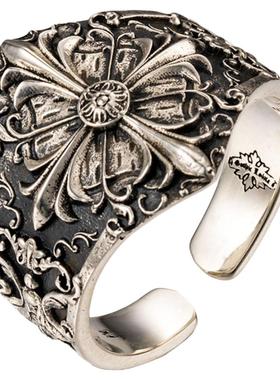 欧美巴洛克雕花戒指银饰品