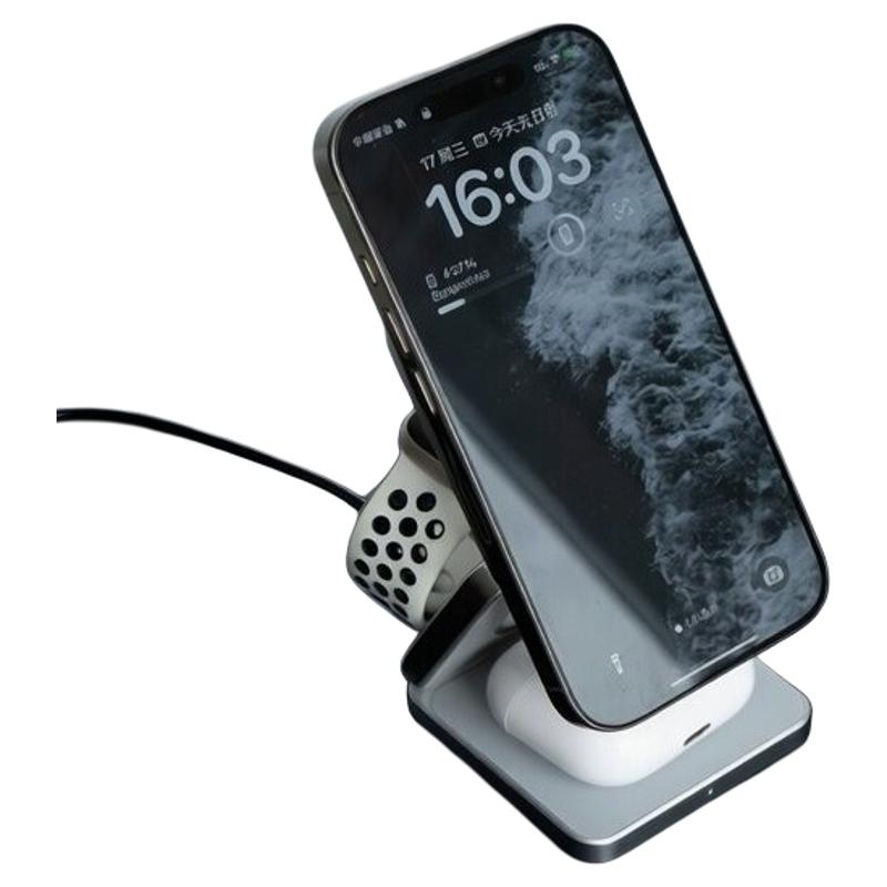 KEJIU qi2.2 25W三合一无线折叠充电器全金属可折叠便携magsafe磁吸支架iWatch手表AirPods耳