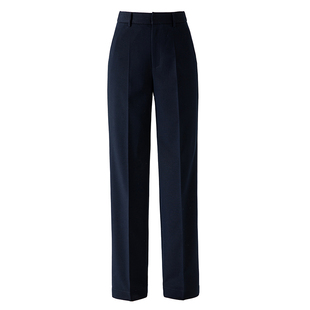 羊毛直筒裤女垂感藏蓝色秋季新款通勤窄版西装裤显瘦长裤子休闲裤