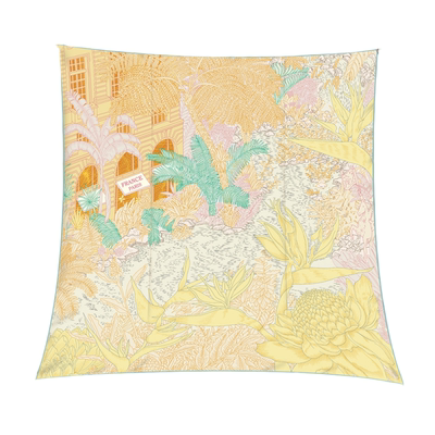 仿真丝90cm丛林花鸟动物大方巾