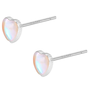 999纯银月光石爱心耳钉女轻奢高级感睡觉免摘耳环养耳洞夏天耳饰