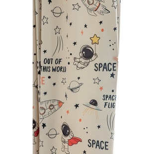 棉麻全遮光儿童卡通成品窗帘奶油航天数码环保隔音印花定制飘窗帘