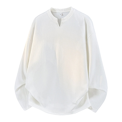 VIISHOW美式小V领假两件卫衣男秋季潮牌内搭长袖T恤宽松运动上衣