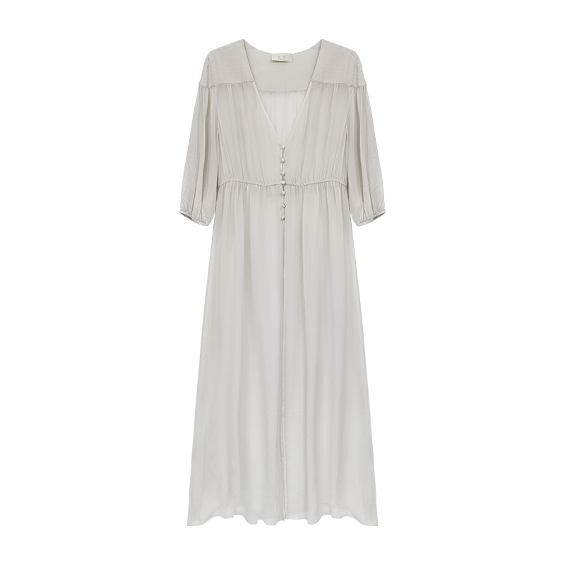 度假长裙』桑罗真丝连衣裙浪漫乔其睡裙100%桑蚕丝外穿搭配家居服