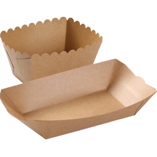 纸短情长一次性防油船盒炸鸡块盒薯条苕皮敞口盒牛皮小吃打包盒