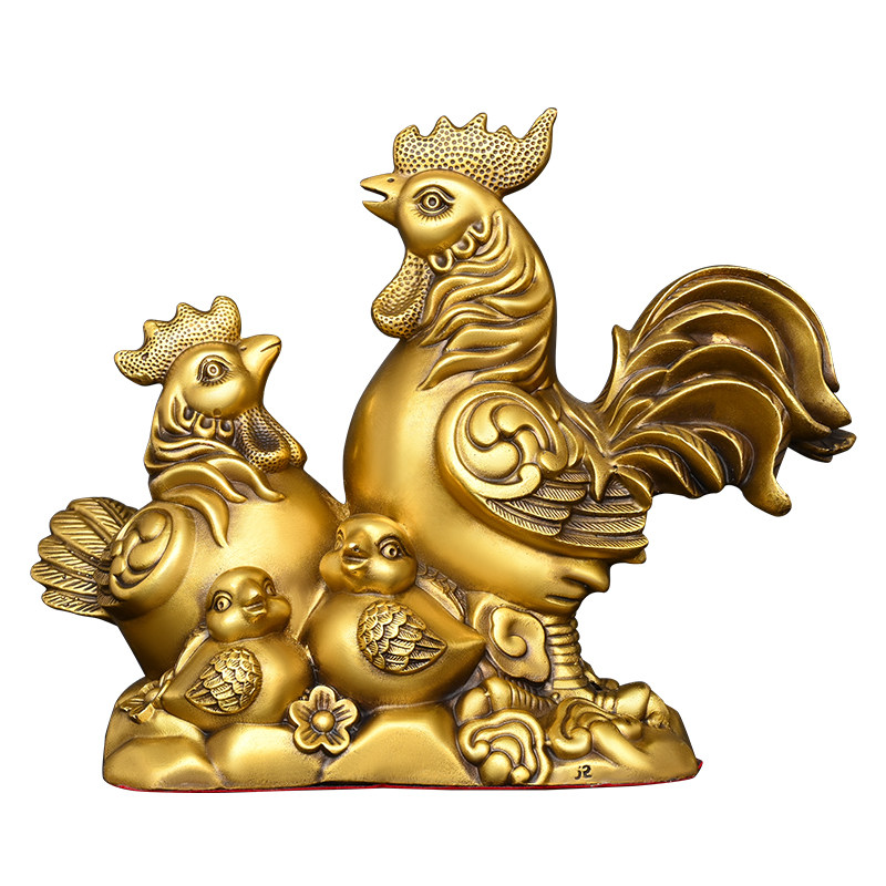 纯黄铜鸡摆件母鸡公鸡装饰工艺品