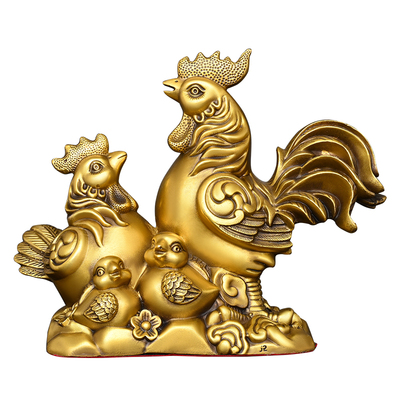 纯黄铜鸡摆件母鸡公鸡装饰工艺品