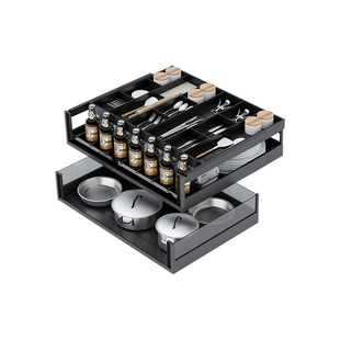 百隆轨道碗碟拉篮blum厨房橱柜三层2025新款抽中抽屉式全铝碗碟蓝