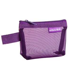 收纳硬币零钱袋尼龙透明网格拉链包物件卡片袋银行卡收纳袋三角包外出旅行神器必备用品女士内包化妆品拉链袋