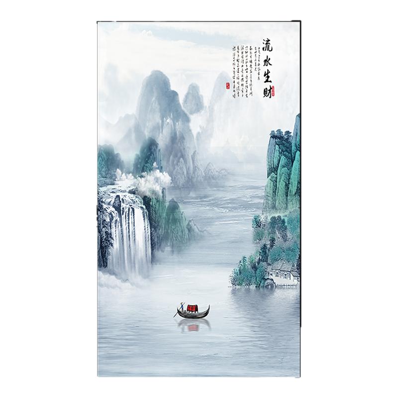自粘玄关风景水墨楼梯新款客厅过道背景墙贴画竖版壁画山水风景画