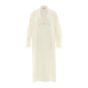 花木深白色风衣外套女式新款改良宋制长袍礼服盘扣汉元素长款大衣