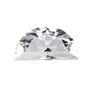 月亮形白色锆石裸石戒面 半月形人造CZ镶嵌半圆尖底散珠配件DIY