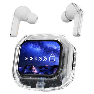 新款智能彩屏透明蓝牙耳机无线触屏9D降噪低延迟高音质超长续航