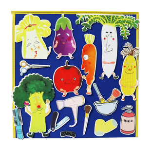 西兰花先生的理发店幼儿园阅读绘本毛毡英语公开课教具围裙剧道具