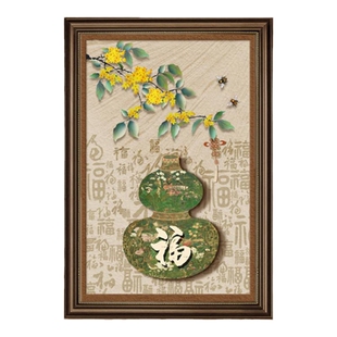 葫芦挂画美式玄关装饰画中古风客厅餐厅入户正对门走廊过道墙壁画