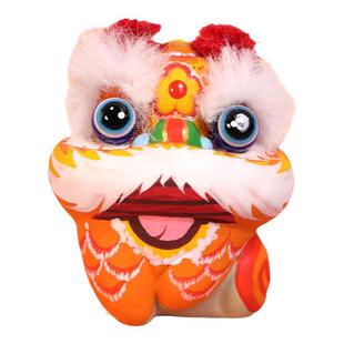 吉兔坊非遗泥彩塑中华醒狮国潮摆件手工制作办公室车载摆件装饰品