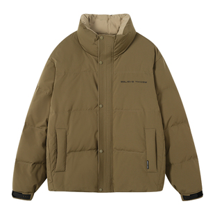 ALLIN 潮牌无帽立领羽绒服男冬季保暖简约面包服鸭绒情侣短款外套