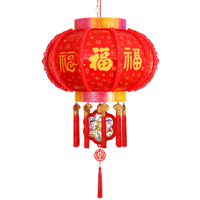 2026新款百福旋转灯笼过年led七彩走马灯春节大门口阳台一对灯笼