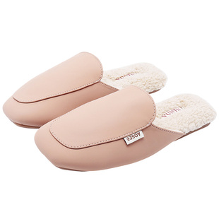 清库!捡漏高级感防水PU皮棉拖鞋女情侣毛绒保暖防滑牛筋底轻便男